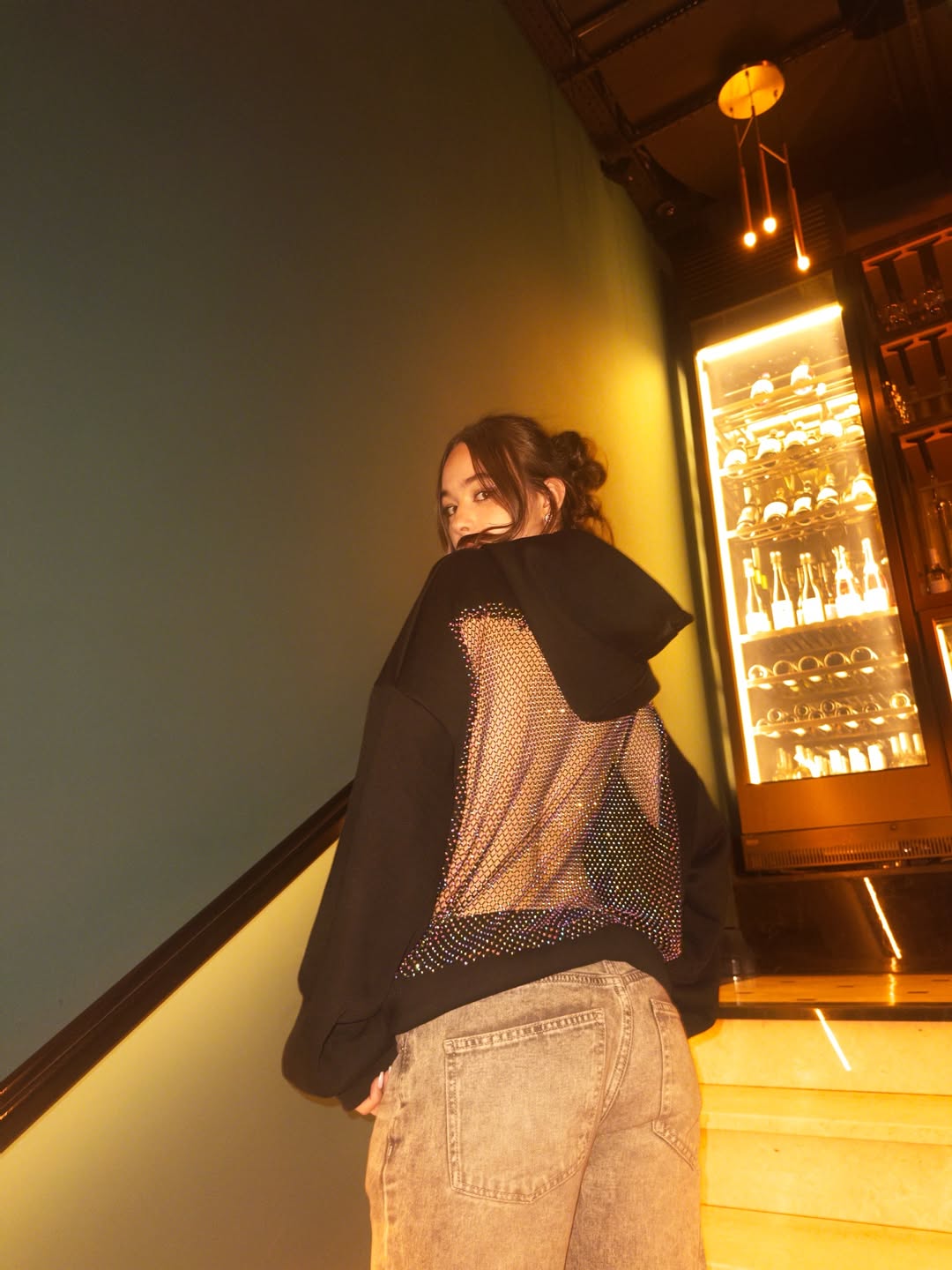 Crystal Sırt Parıltılı Hoodie