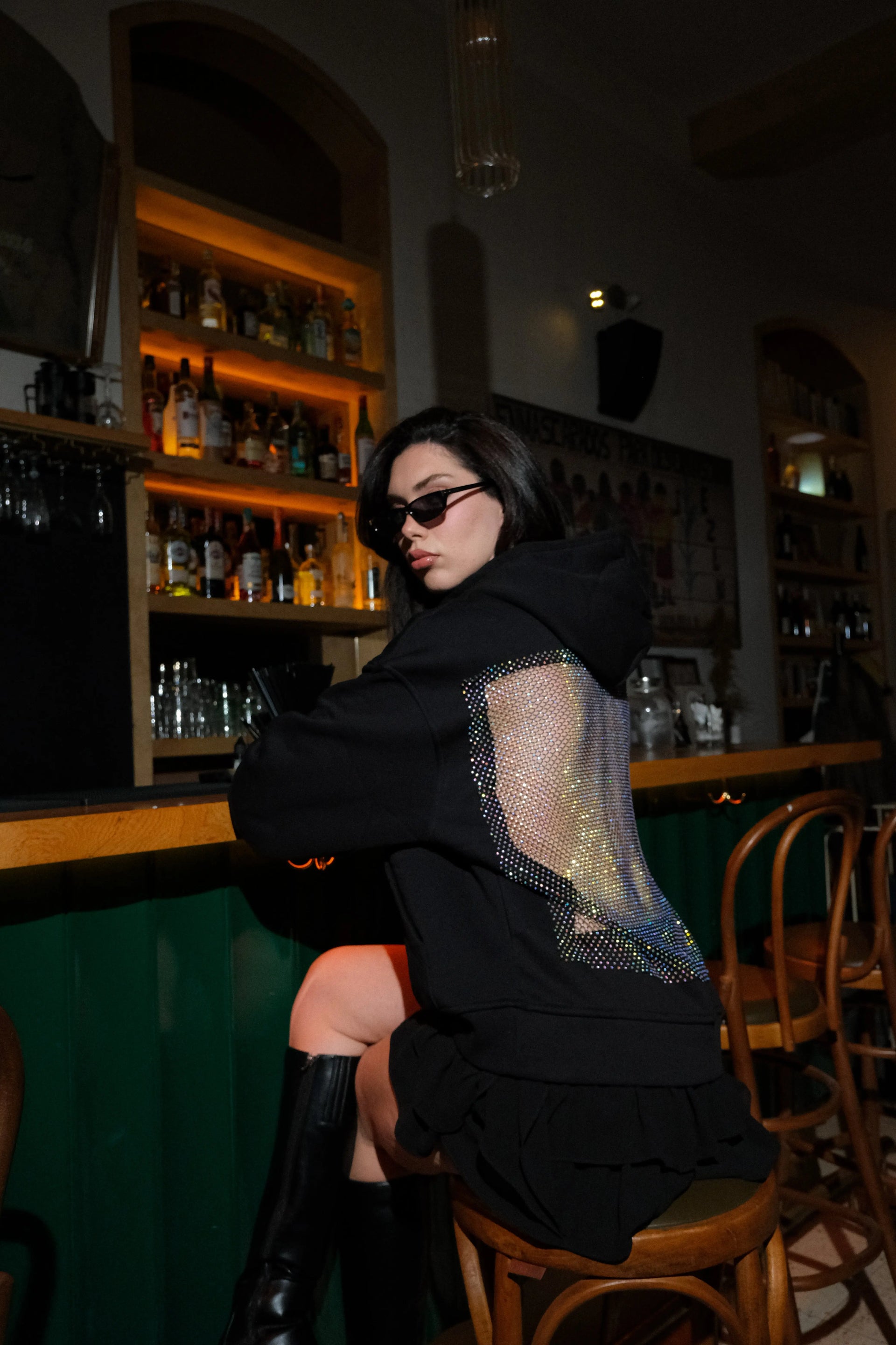 Crystal Sırt Parıltılı Hoodie Mağazam