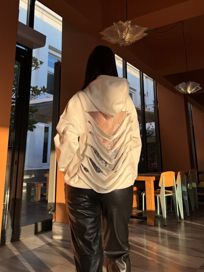BACK CUT DANTEL HOODİE