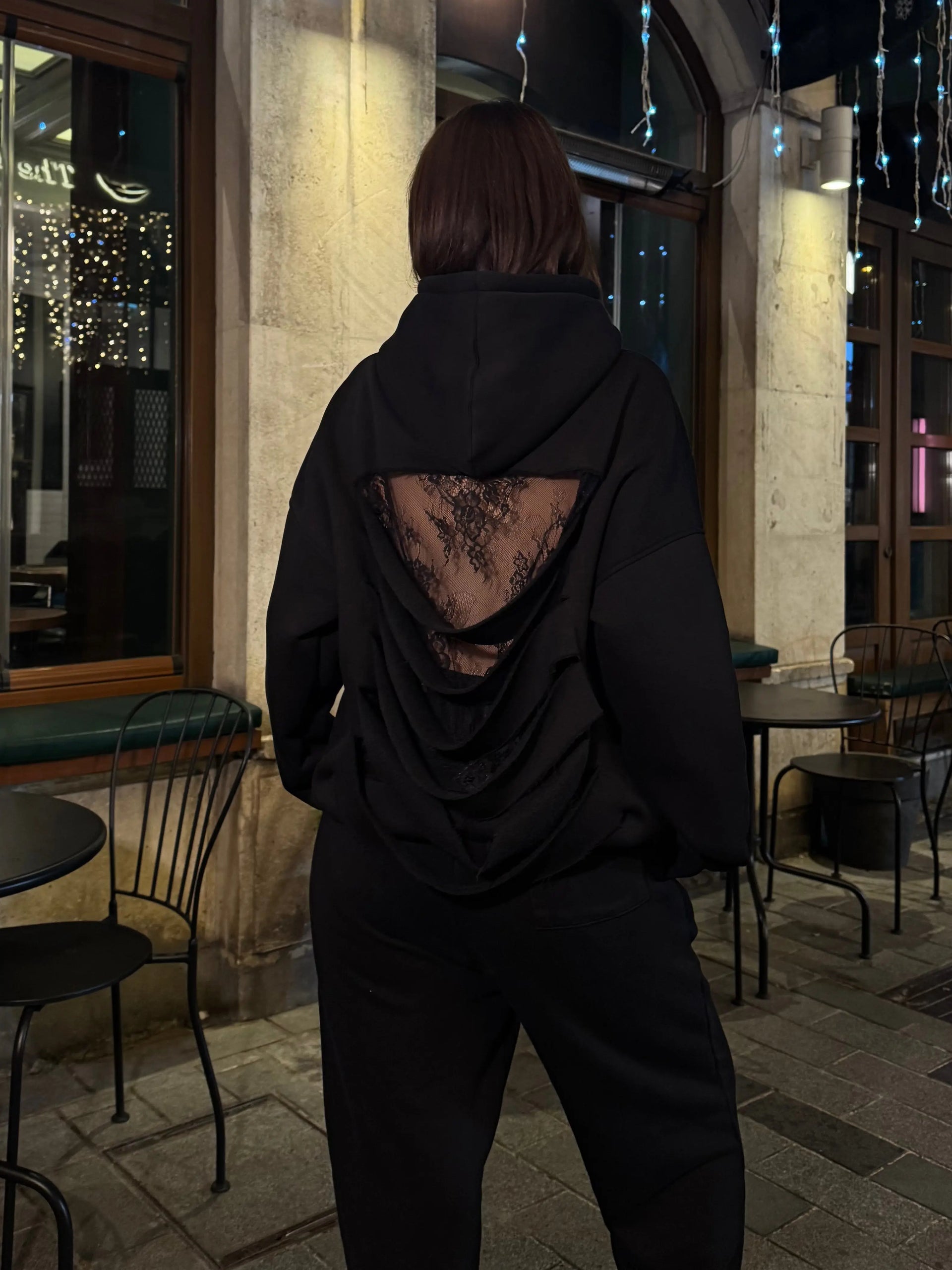 BACK CUT DANTEL HOODİE Sheen Studios®