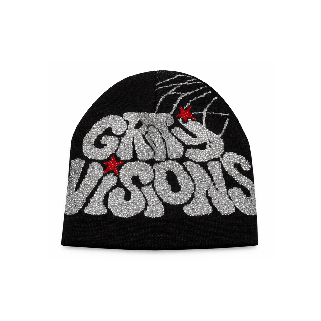Y2k GRWTY Crystal Beanie Gri W1 Sheen Studios®