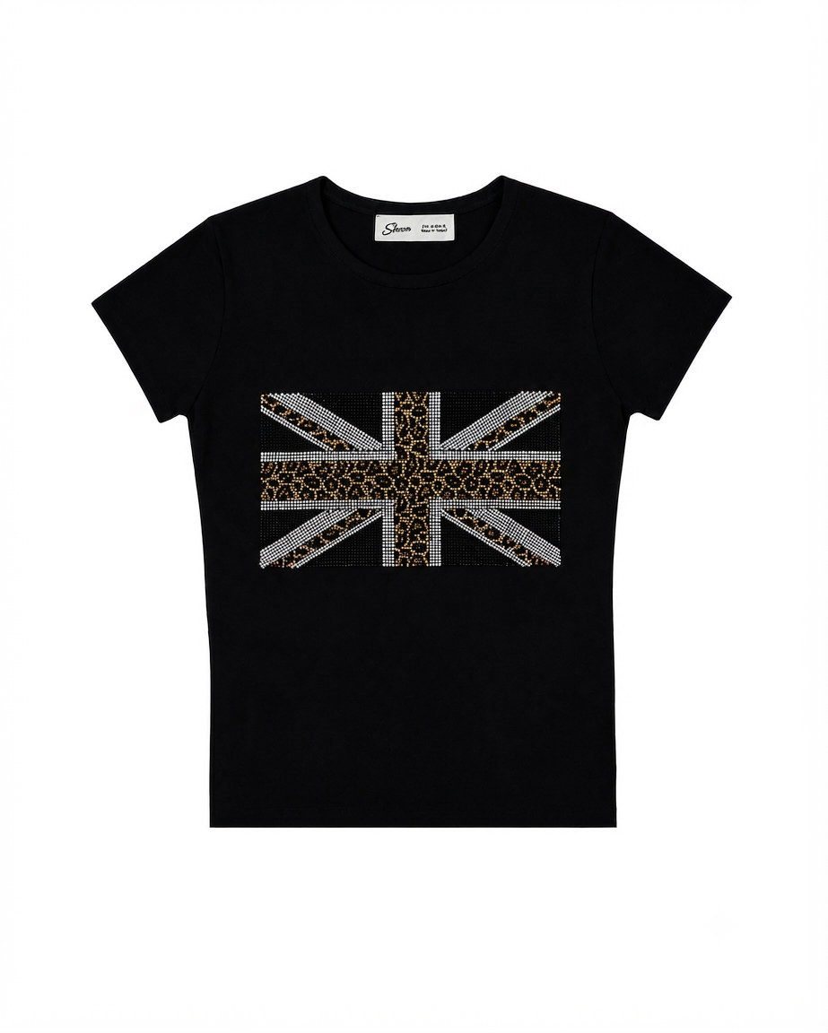 İngiltere Leoparlı Crystal Tee-Pink Sheen Studios®
