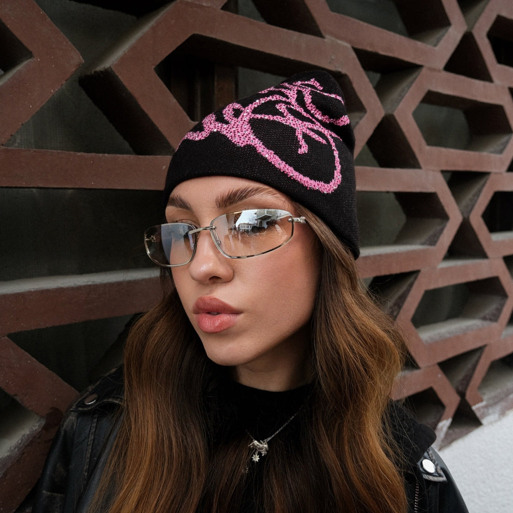 Y2k Minus Two Crystal Beanie Pembe W1 Sheen Studios®