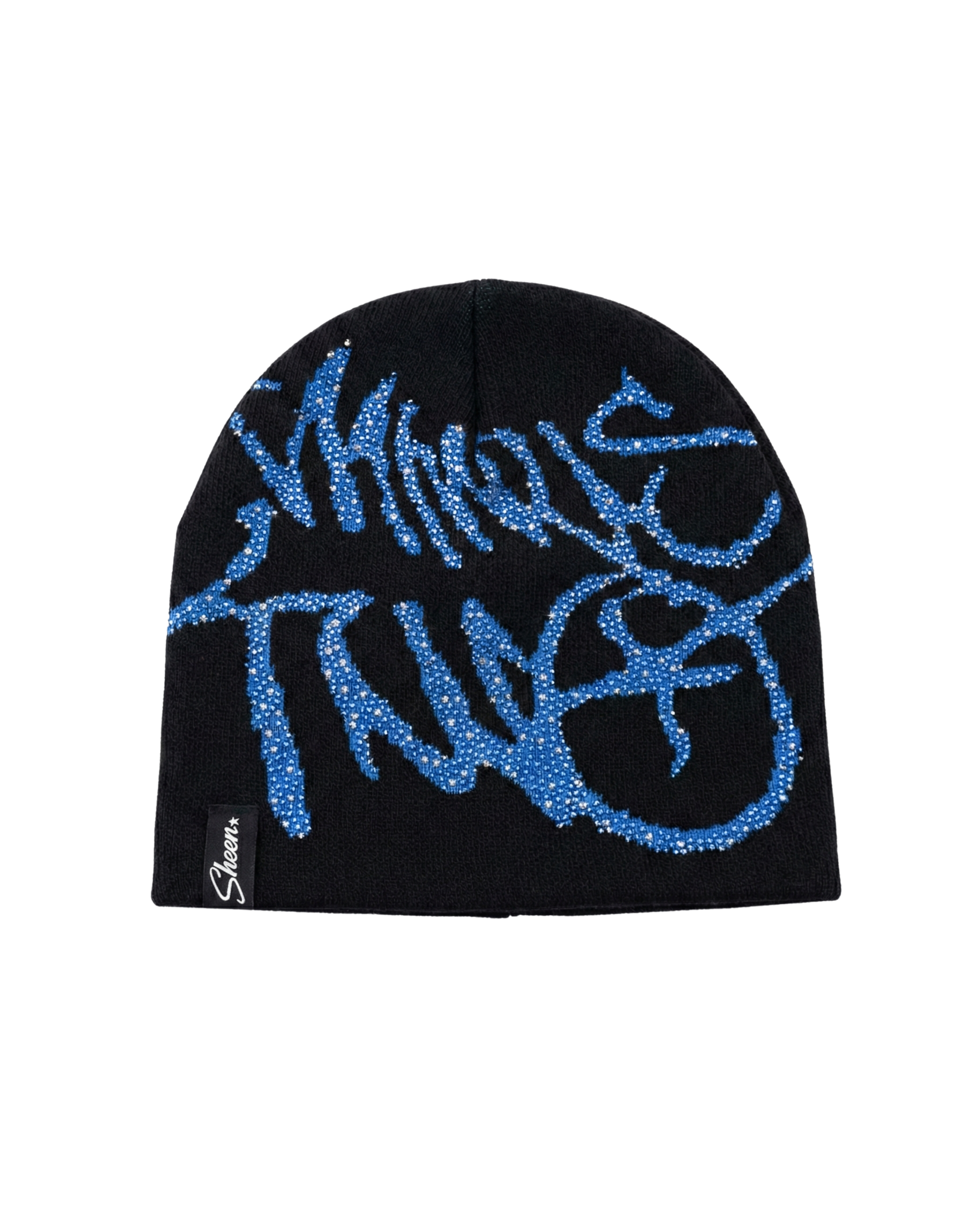 Y2k Minus Two Crystal Beanie Mavi W1 Sheen Studios®