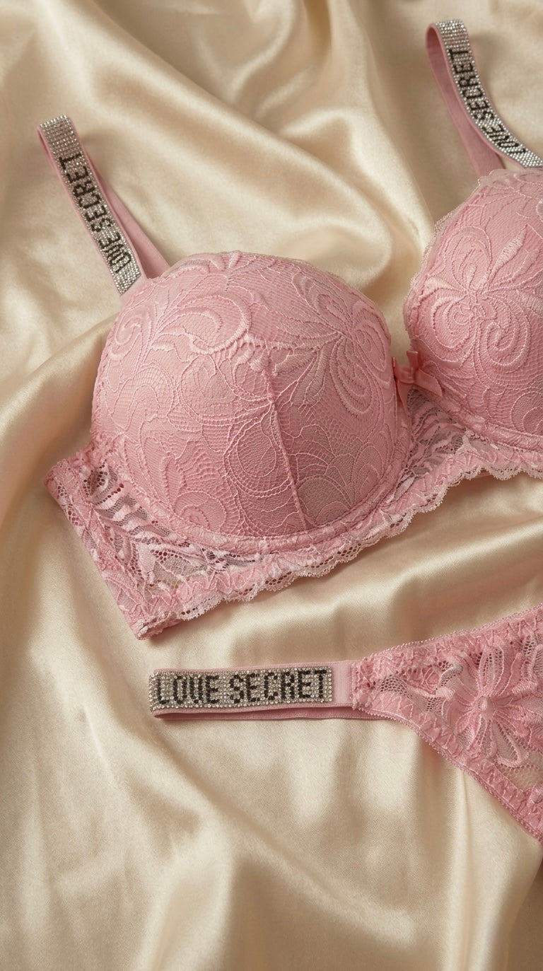 Love Secret Pudra Pembe Dantel Takım Sheen Studios®