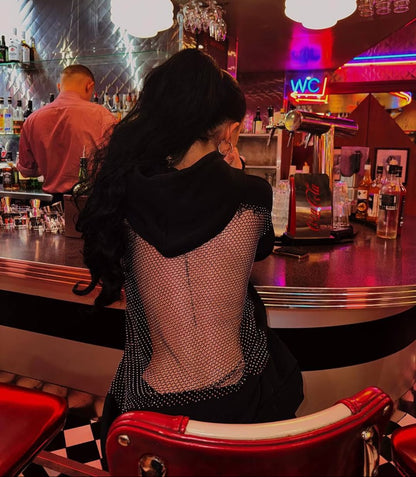 Crystal Sırt Parıltılı Hoodie