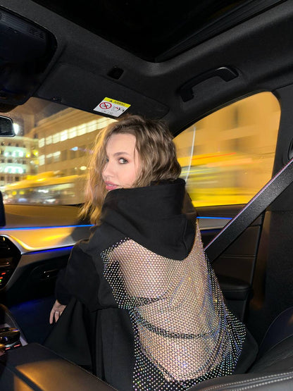 Crystal Sırt Parıltılı Hoodie